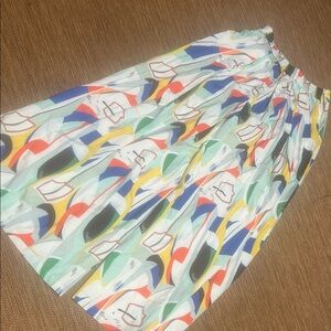 Multicolor Abstract Print A-Line Skirt